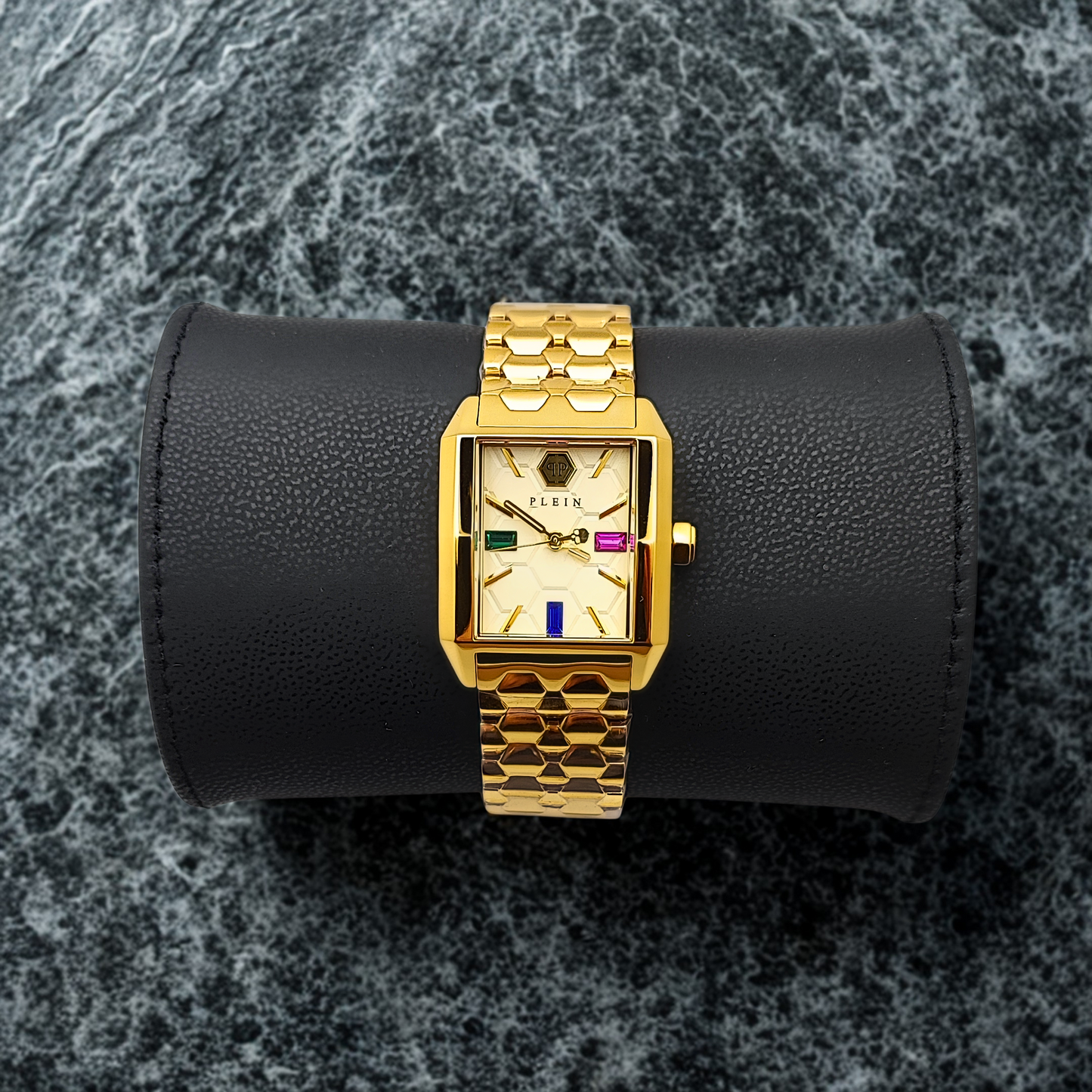 Philipp Plein Offshore Square Tank Gold 3 Jewels