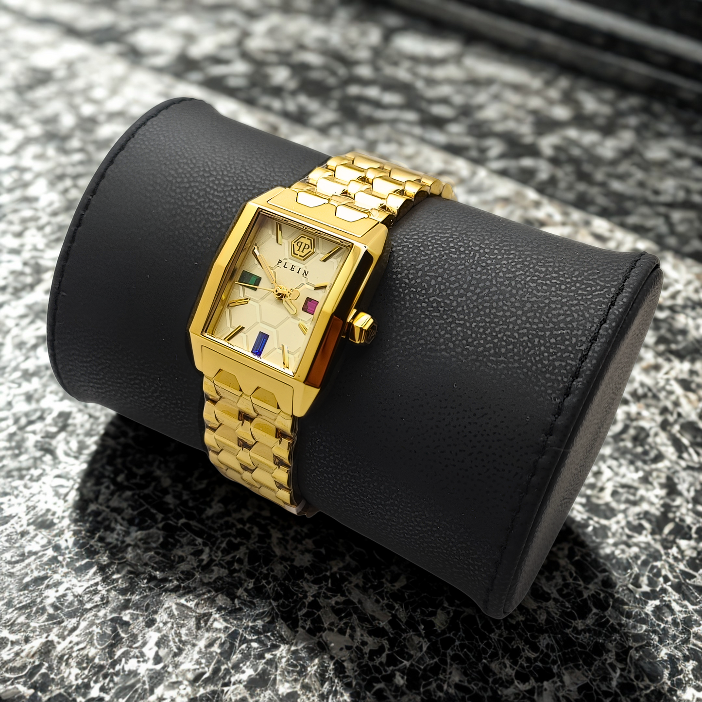 Philipp Plein Offshore Square Tank Gold 3 Jewels