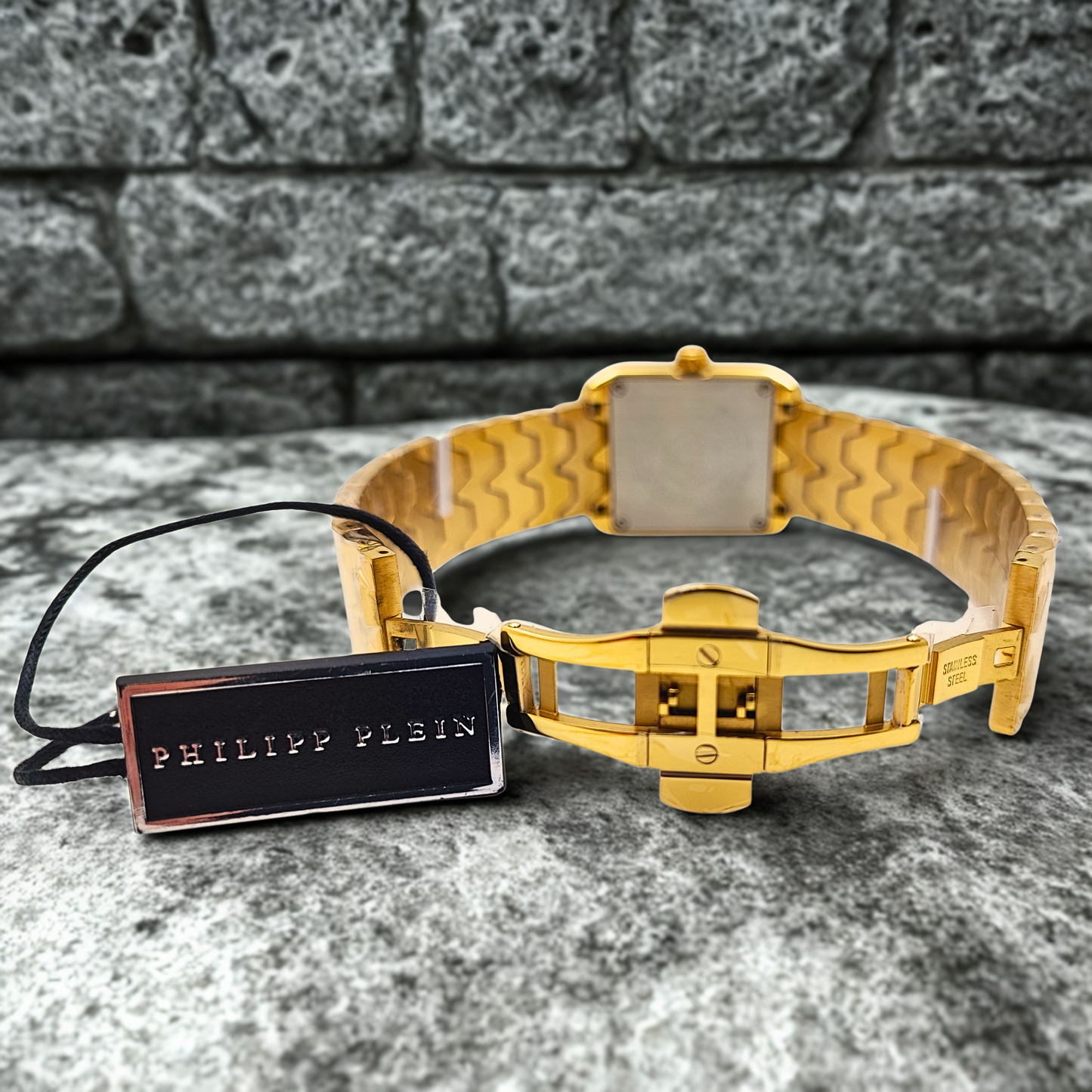 Philipp Plein Offshore Square Tank Gold 3 Jewels