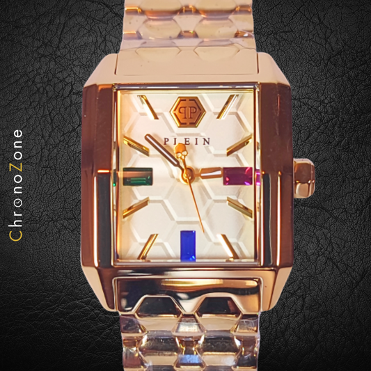 Philipp Plein Offshore Square Tank Gold 3 Jewels